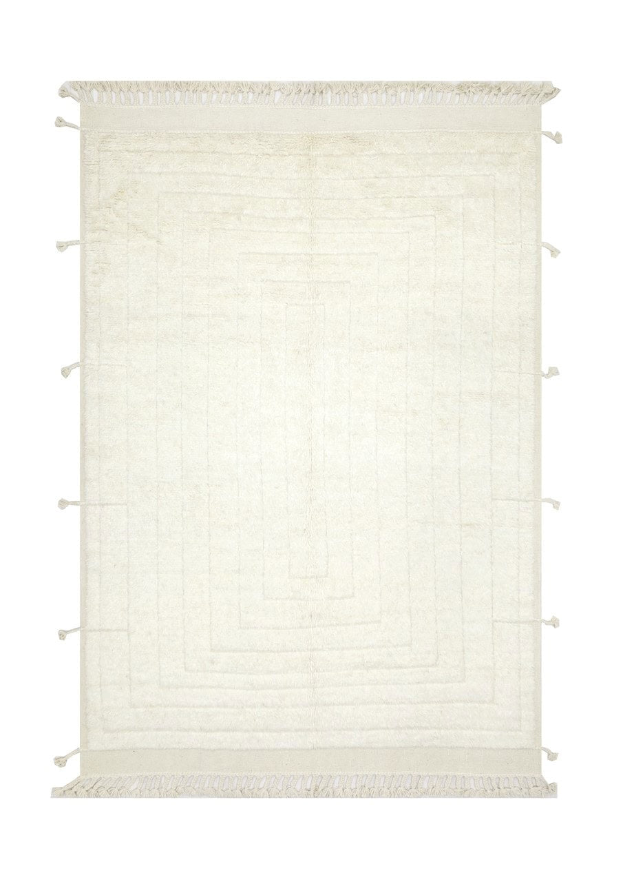 Modern design white Berber style carpet, handmade 296x213cm
