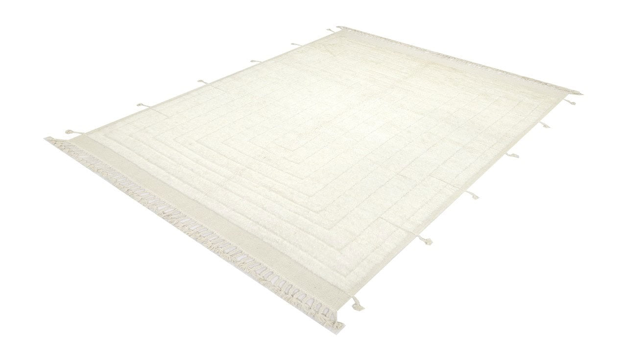 Modern design white Berber style carpet, handmade 296x213cm