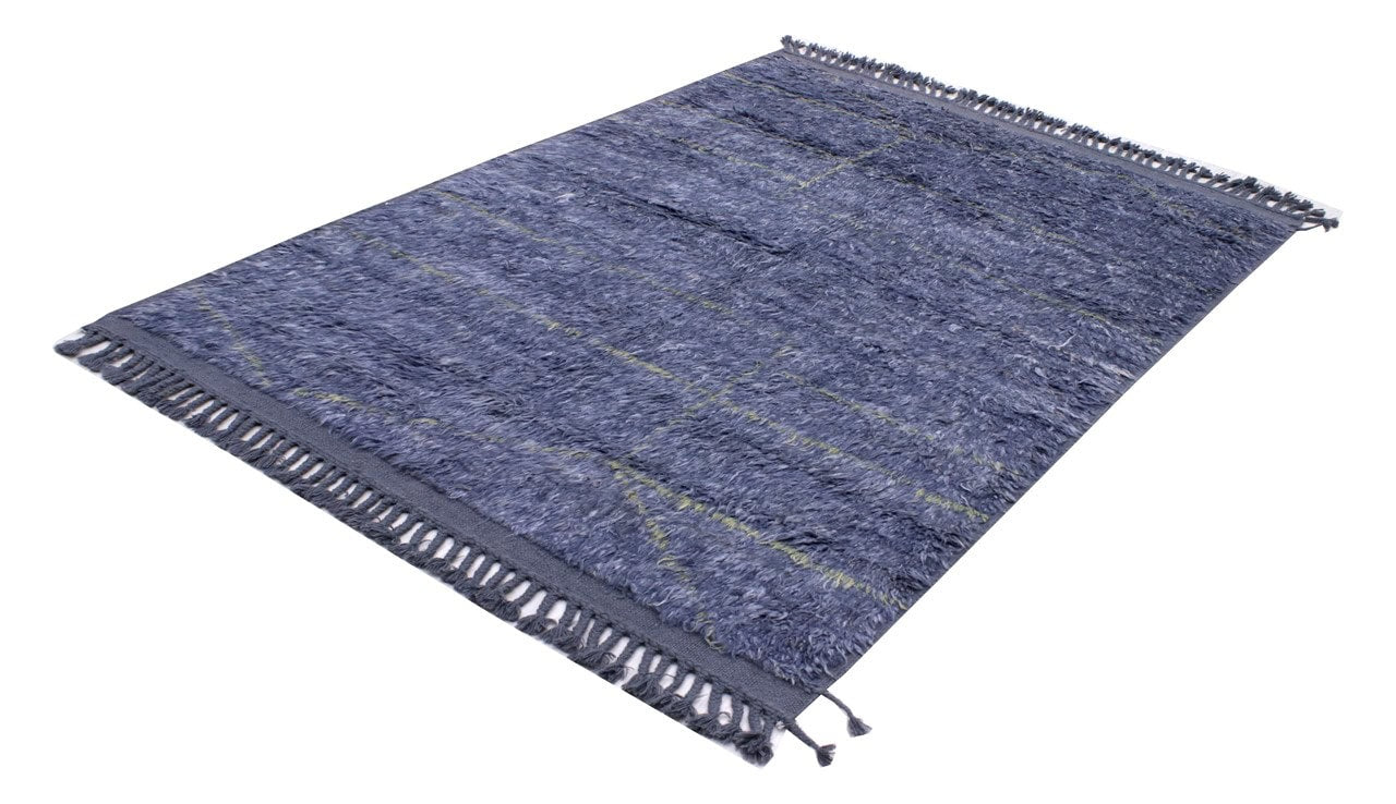 Modern design blue Berber style carpet, handmade 201x152cm