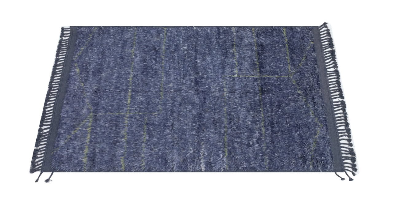 Modern design blue Berber style carpet, handmade 201x152cm