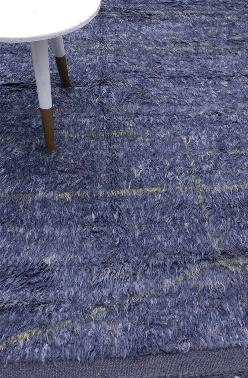 Modern design blue Berber style carpet, handmade 201x152cm