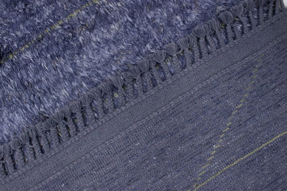 Modern design blue Berber style carpet, handmade 201x152cm