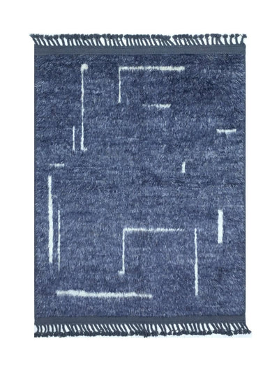 Tappeto design moderno blu stile berbero, fatto a mano 204x156cm - CarpetLiving