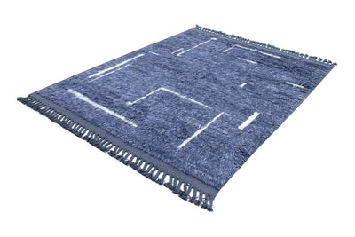 Tappeto design moderno blu stile berbero, fatto a mano 204x156cm - CarpetLiving