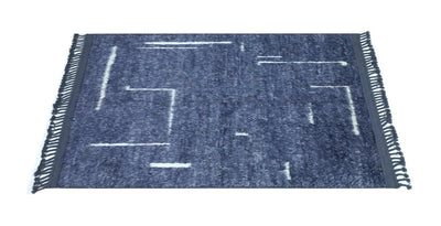 Tappeto design moderno blu stile berbero, fatto a mano 204x156cm - CarpetLiving