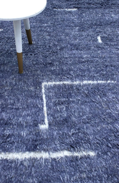 Tappeto design moderno blu stile berbero, fatto a mano 204x156cm - CarpetLiving