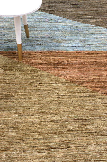 Handmade Modern Wool Rug, Geometric Design, 229x162cm