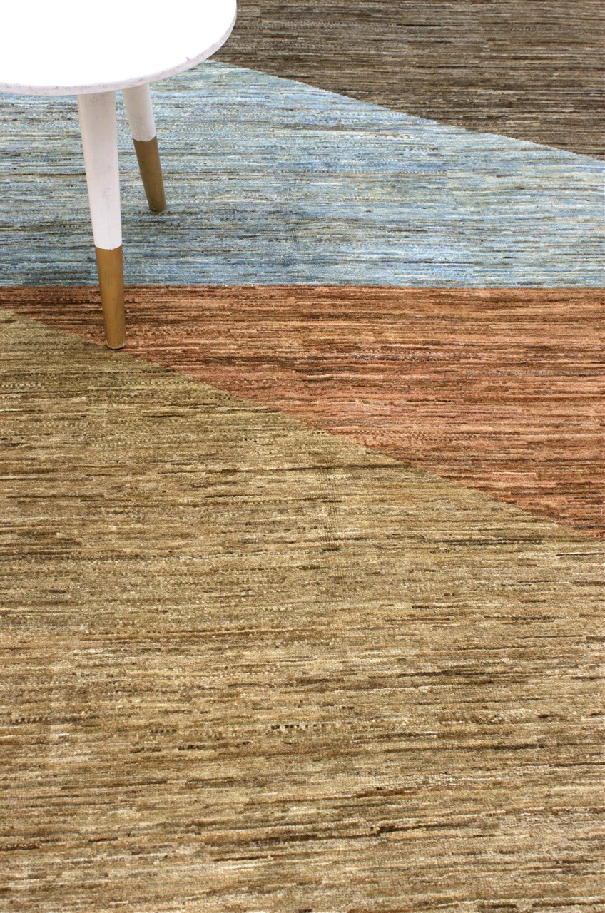Handmade Modern Wool Rug, Geometric Design, 229x162cm