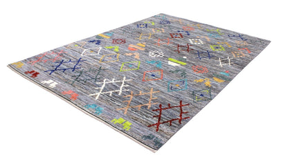 Tappeto tribale Grigio, fatto a mano 294x200cm