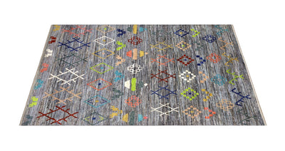 Tappeto tribale Grigio, fatto a mano 294x200cm