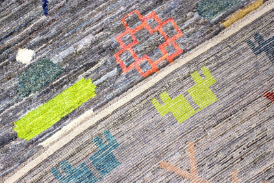 Tappeto tribale Grigio, fatto a mano 294x200cm