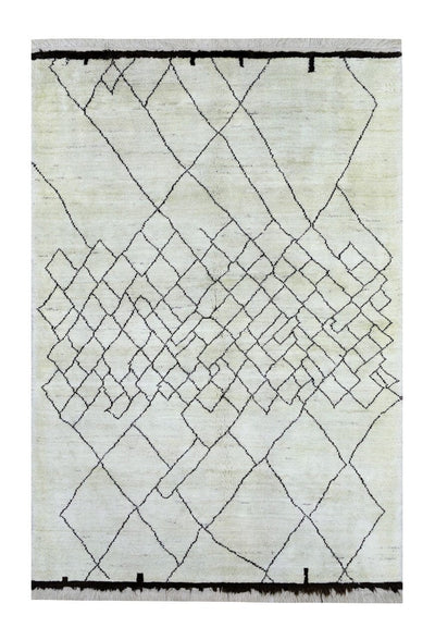 Tappeto design moderno bianco stile berbero, fatto a mano 249x173cm - CarpetLiving
