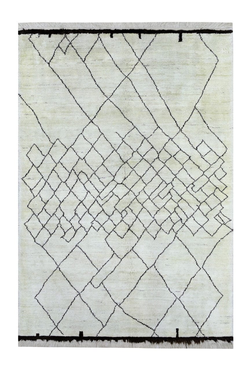 Modern design white Berber style carpet, handmade 249x173cm
