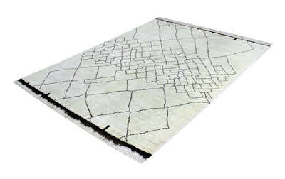 Tappeto design moderno bianco stile berbero, fatto a mano 249x173cm - CarpetLiving