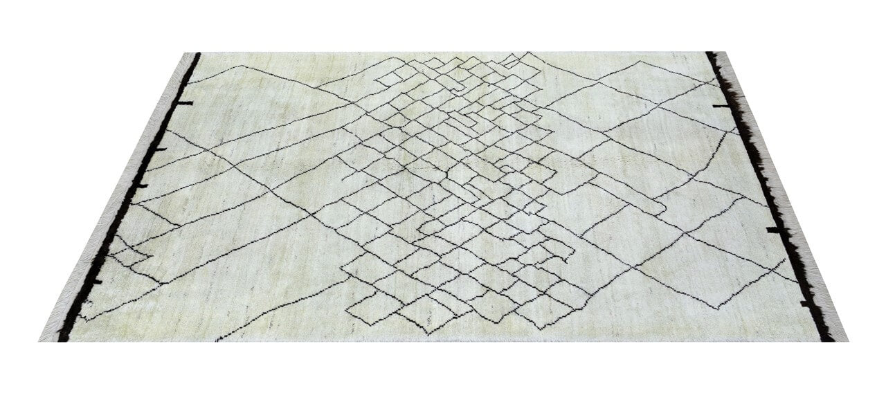 Modern design white Berber style carpet, handmade 249x173cm