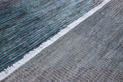 Handmade Modern Wool Rug, Geometric Design, 296x198cm