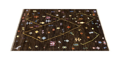 Tappeto stile berbero tribale, fatto a mano 194x153cm