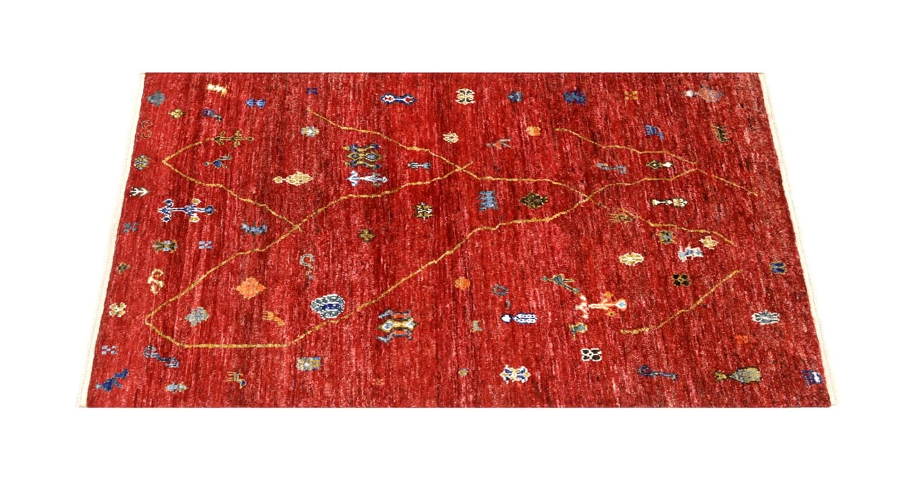 Tappeto tribale Rosso, fatto a mano 195x146cm
