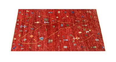 Tappeto tribale Rosso, fatto a mano 195x146cm
