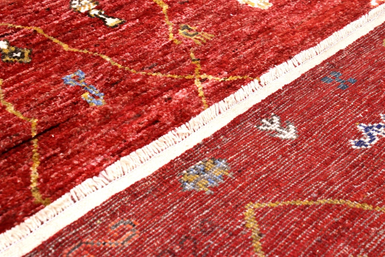 Tappeto tribale Rosso, fatto a mano 195x146cm
