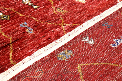 Tappeto tribale Rosso, fatto a mano 195x146cm