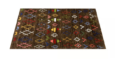 Tappeto Tribale in pura Lana Marrone, fatto a mano 300x230cm