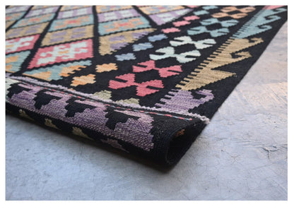 Tappeto Kilim Kaudani Afghan fatto a mano multicolore 303x206cm