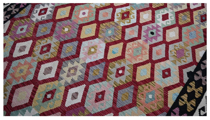 Tappeto Kilim Kaudani Afghan fatto a mano multicolore 290x209cm