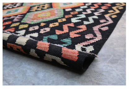 Tappeto Kilim Kaudani Afghan fatto a mano multicolore 301x201cm