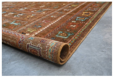 Tappeto Afghan marrone in lana, fatto a mano 248x178cm - CarpetLiving