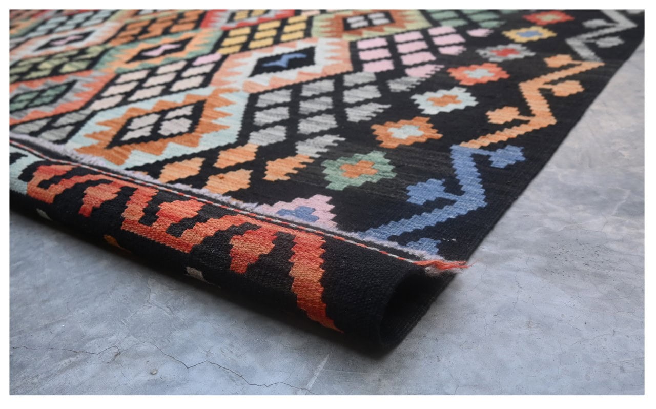 Tappeto Kilim Kaudani Afghan fatto a mano multicolore 299x202cm