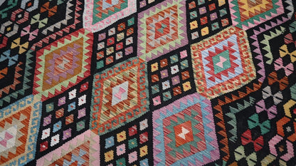 Tappeto Kilim Kaudani Afghan fatto a mano multicolore 309x209cm