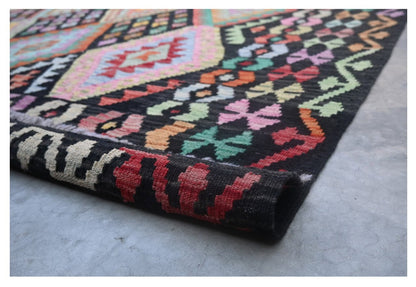 Tappeto Kilim Kaudani Afghan fatto a mano multicolore 300x210cm