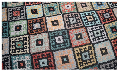 Tappeto Kilim Kaudani Afghan fatto a mano multicolore 299x212cm