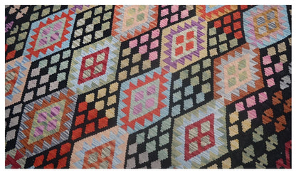 Tappeto Kilim Kaudani Afghan fatto a mano multicolore 302x204cm