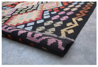 Tappeto Kilim Kaudani Afghan fatto a mano multicolore 302x204cm