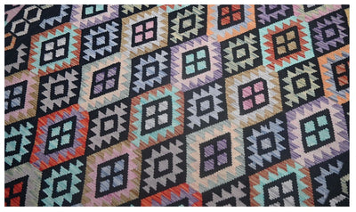 Tappeto Kilim Kaudani Afghan fatto a mano multicolore 292x206cm