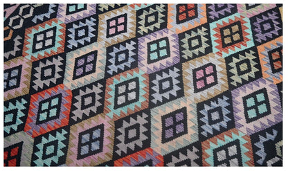 Tappeto Kilim Kaudani Afghan fatto a mano multicolore 292x206cm