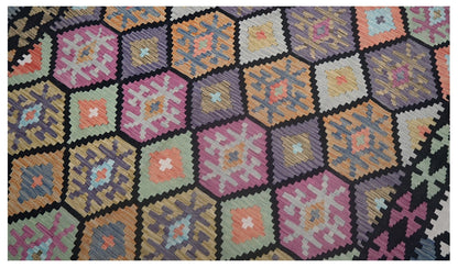 Tappeto Kilim Kaudani Afghan fatto a mano multicolore 304x200cm