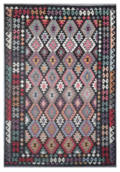 Tappeto Kilim Kaudani Afghan fatto a mano multicolore 299x204cm
