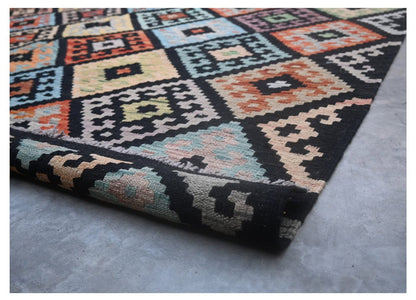Tappeto Kilim Kaudani Afghan fatto a mano multicolore 297x205cm