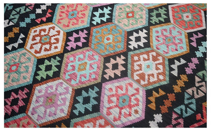 Tappeto Kilim Kaudani Afghan fatto a mano multicolore 296x203cm
