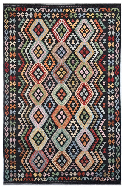 Tappeto Kilim Kaudani Afghan fatto a mano multicolore 305x199cm