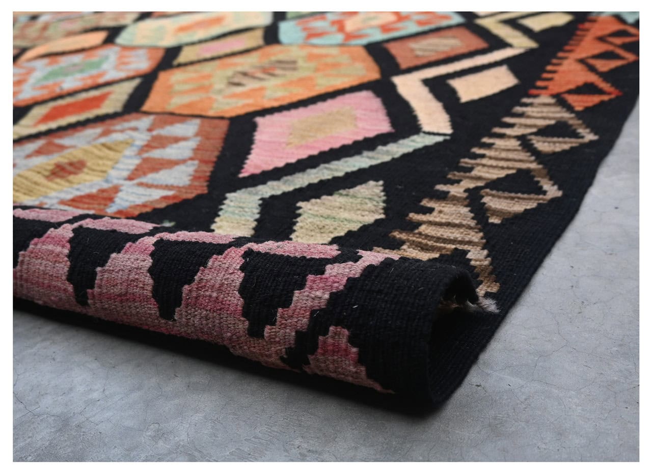 Tappeto Kilim Kaudani Afghan fatto a mano multicolore 301x204cm