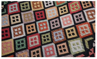 Tappeto Kilim Kaudani Afghan fatto a mano multicolore 294x205cm