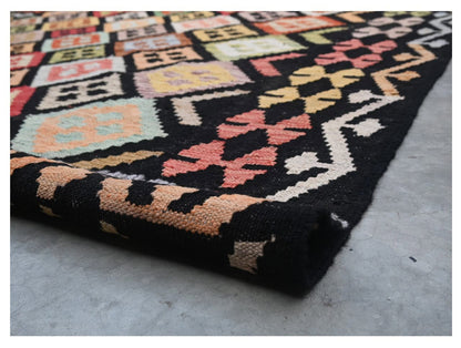 Tappeto Kilim Kaudani Afghan fatto a mano multicolore 294x205cm