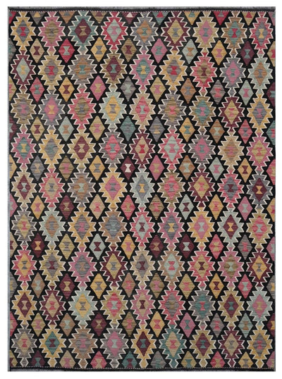 Tappeto Kilim Kaudani Afghan fatto a mano multicolore 290x211cm