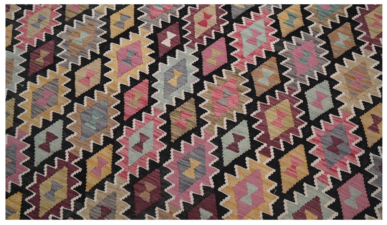 Tappeto Kilim Kaudani Afghan fatto a mano multicolore 290x211cm