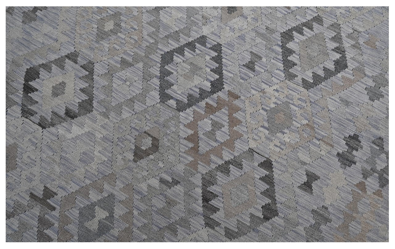 Tappeto Kilim Afghan Grigio Naturale, Fatto a mano, 292x194cm