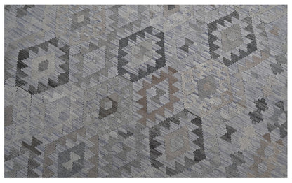 Tappeto Kilim Afghan Grigio Naturale, Fatto a mano, 292x194cm